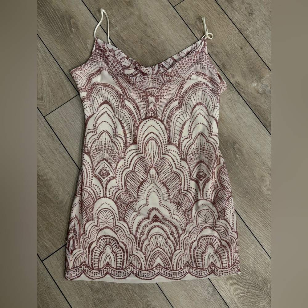 White and pink sparkle minidress